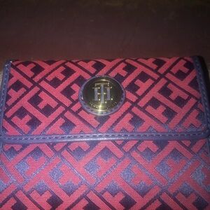 Tommy Hilfiger Red and Black Patterned Wallet